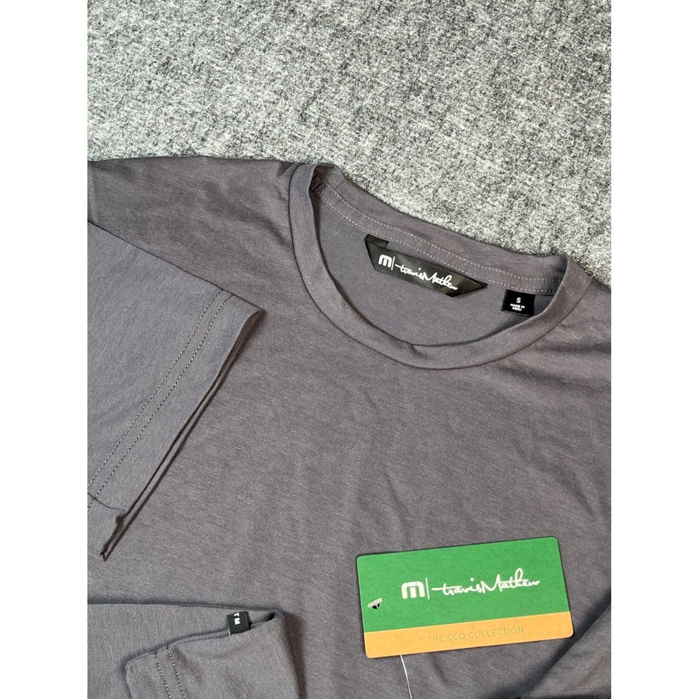 Travis Mathew The Crew Eco Collection Grey Pinstripe T-Shirt‎ Mens S